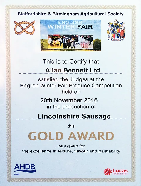 allan bennett english winter fair produce gold award